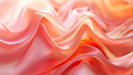 Fototapeta premium Fluid Elegance in Motion: High-Resolution Image of Seamless Abstract Pink and Orange Silk Fabric Waves, Perfect for Backgrounds and Luxurious Design Concepts 8K Wallpaper High-resolution