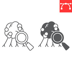 Early diagnosis line and glyph icon, aids and disease, early detection vector icon, vector graphics, editable stroke outline sign, eps 10.