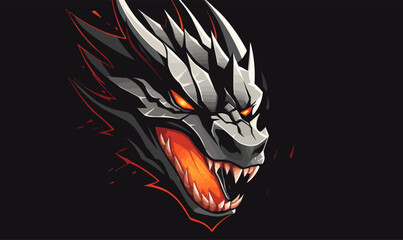 Angry dragon head mascot logo vector illustration