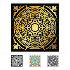 Seamless pattern with mandala vector ornament. Traditional Arabic, Indian, Asian pattern and Kazakh ornaments. This design Great for fabric and textile, wallpaper, packaging or any desired ideas.