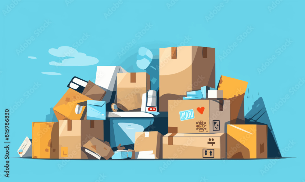 Poster boxes pile of trash vector flat minimalistic isolated vector style illustration