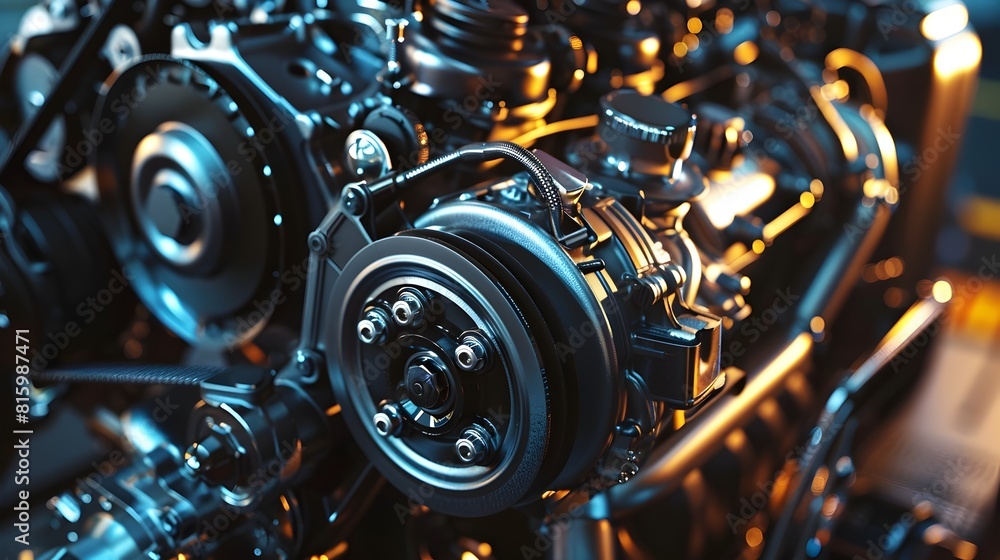 Poster intricate automotive powerplant displaying advanced engineering and precision
