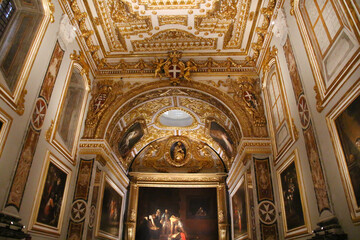 Interior view of the ornate Oratorio- St. John’s Co-Cathedral in Valletta, Malta   