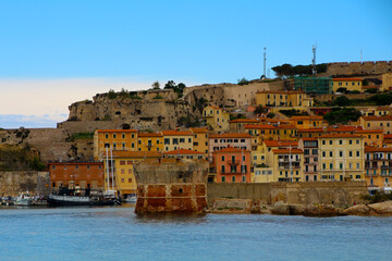 View of the coastal town of Portoferraio on the island of Elba, Livorno, Italy
