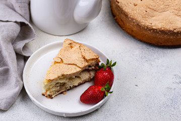 Homemade sweet cake with strawberry