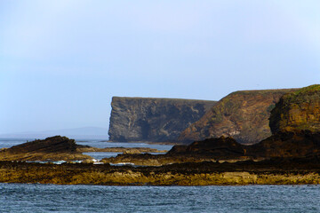 Steep cliffs on the Burwick coast on the Orkney Isle of Mainland, Scotland