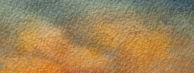 Abstract art background dark orange and gray colors. Watercolor painting with ocher gradient.