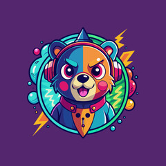 a bear with a lightning bolt on his head.