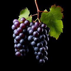grapes on a black background hd 8k wallpaper stock photographic imag,generate ai