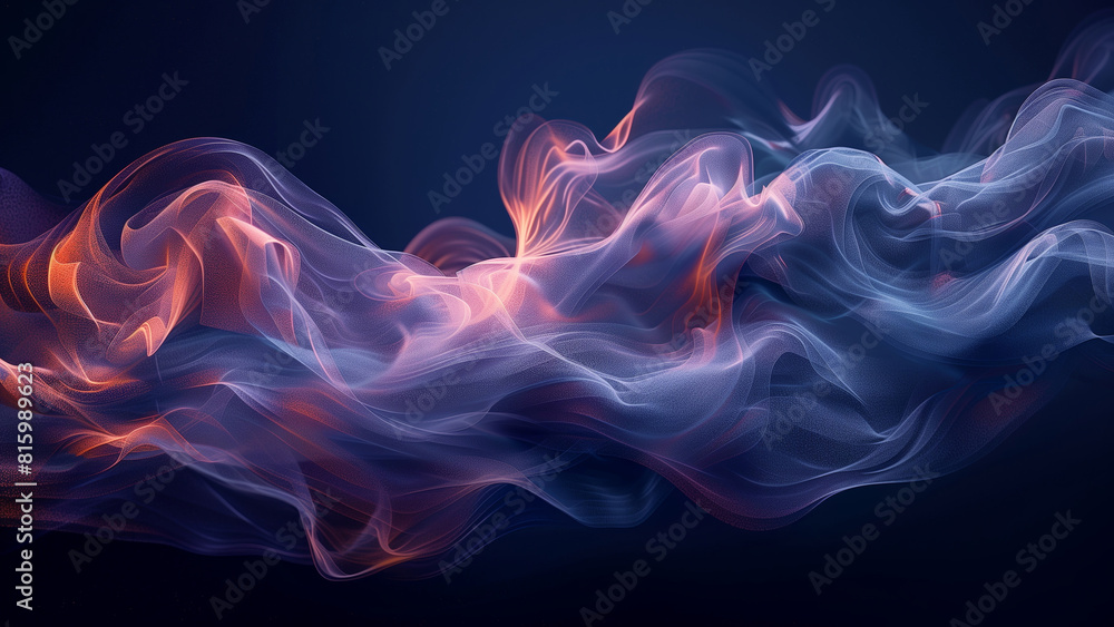 Poster abstract smoke waves in a mesmerizing display of purple and blue color gradient - ideal for modern a