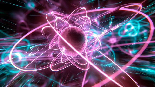 Neon Atom Dance: Abstract Interpretation of Carbon Atom's Electron Cloud in Purple Blue Light