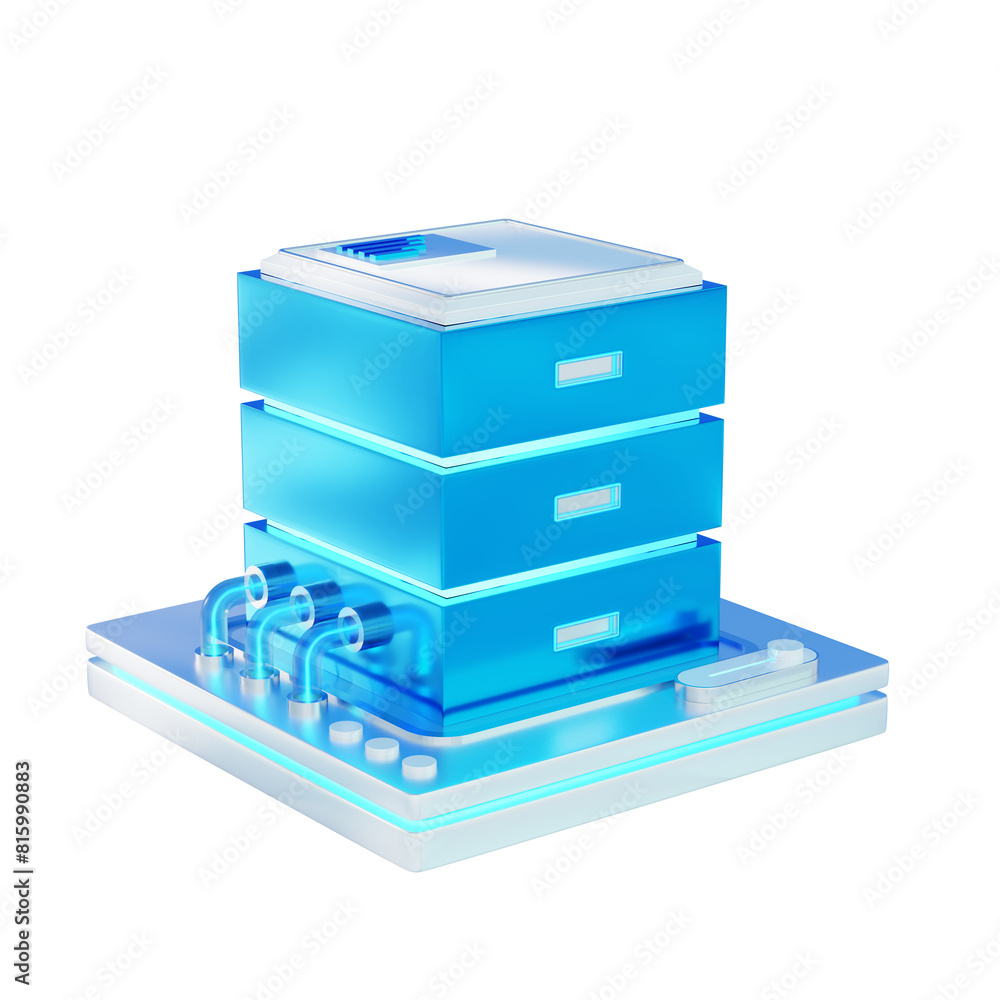 Poster database system 3d illustration