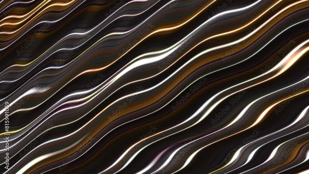 Sticker luxury gold colors flowing on angle wave pattern. side sliding abstract modern backdrop animation