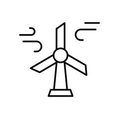 Wind turbine icon. Simple outline style. Wind power, generation, solar, plant, water, factory, electric, renewable energy concept. Thin line symbol. Vector illustration isolated.