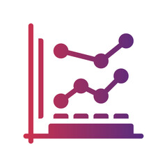 line graph flat gradient icon