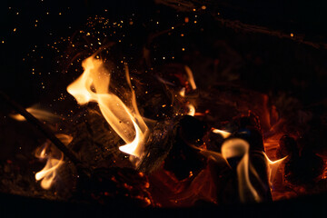 fire flame abstract sparkle black and orange smoke background