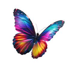 colorful butterfly top view of wings isolated on transparent, alpha background png
