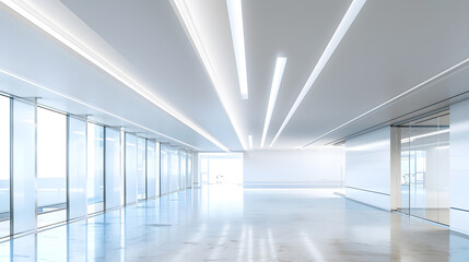 Obraz premium Interior of modern empty office buildingOpen ceiling design : Generative AI
