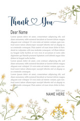 thank you card template with yellow rose decoration
