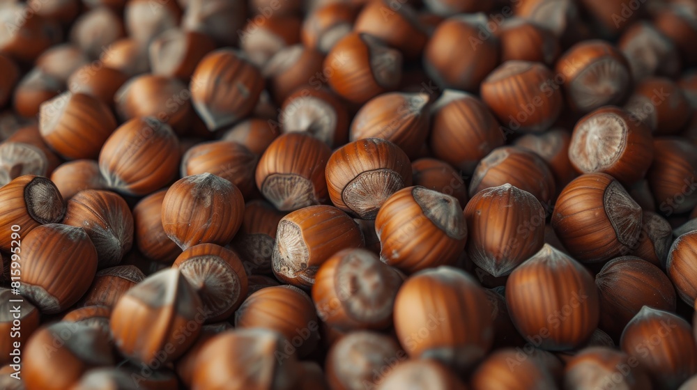 Poster hazelnuts in clear view under natural light at a store fresh nuts captured in close up macro shot fr