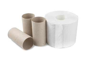 Empty toilet paper roll. Empty toilet paper rolls for the toilet, isolated on a white background. Paper tube of toilet paper.