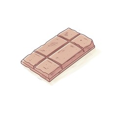 Artistic sketch of a milk chocolate bar partially unwrapped, ideal for confectionery advertising and dessert menus