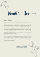 thank you card template with yellow rose decoration