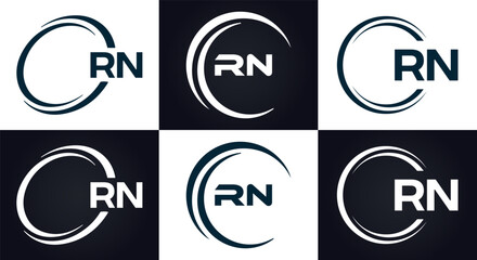 RN logo. R N design. White RN letter. RN, R N letter logo design. Initial letter RN linked circle uppercase monogram logo.