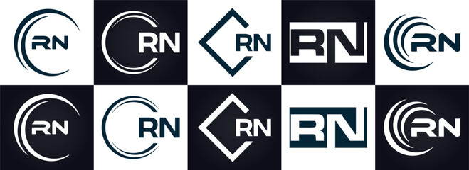 RN logo. R N design. White RN letter. RN, R N letter logo design. Initial letter RN linked circle uppercase monogram logo.
