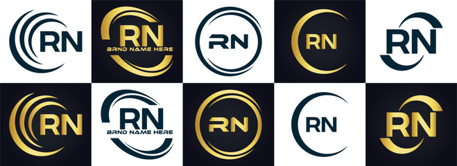 RN logo. R N design. White RN letter. RN, R N letter logo design. Initial letter RN linked circle uppercase monogram logo.