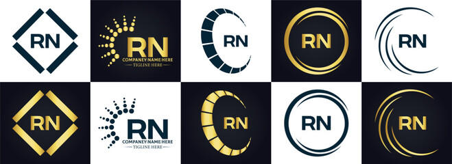 RN logo. R N design. White RN letter. RN, R N letter logo design. Initial letter RN linked circle uppercase monogram logo.