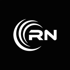 RN logo. R N design. White RN letter. RN, R N letter logo design. Initial letter RN linked circle uppercase monogram logo.