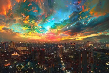 Fototapeta premium Solitary Mountain Peaks in Pastel Sky