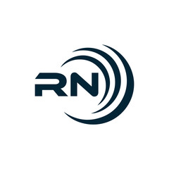 RN logo. R N design. White RN letter. RN, R N letter logo design. Initial letter RN linked circle uppercase monogram logo.