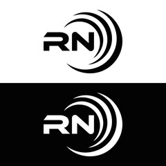RN logo. R N design. White RN letter. RN, R N letter logo design. Initial letter RN linked circle uppercase monogram logo.