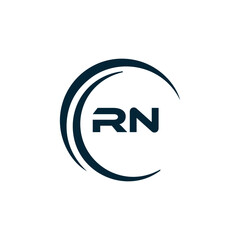 RN logo. R N design. White RN letter. RN, R N letter logo design. Initial letter RN linked circle uppercase monogram logo.