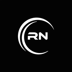 RN logo. R N design. White RN letter. RN, R N letter logo design. Initial letter RN linked circle uppercase monogram logo.