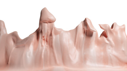 Wall of Cream with Peach colors pattern Melting and Flowing a lot on a white background