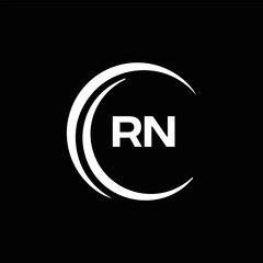 RN logo. R N design. White RN letter. RN, R N letter logo design. Initial letter RN linked circle uppercase monogram logo.