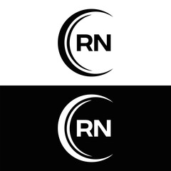 RN logo. R N design. White RN letter. RN, R N letter logo design. Initial letter RN linked circle uppercase monogram logo.