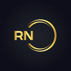 RN logo. R N design. White RN letter. RN, R N letter logo design. Initial letter RN linked circle uppercase monogram logo.
