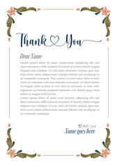 thank you card template with yellow rose decoration