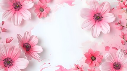 Fototapeta premium Elegant Pink Floral Frame for Mother's Day and Greeting