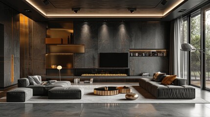 Luxury penthouse interior.