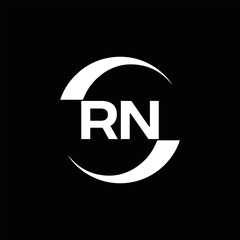 RN logo. R N design. White RN letter. RN, R N letter logo design. Initial letter RN linked circle uppercase monogram logo.