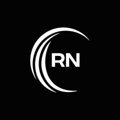 RN logo. R N design. White RN letter. RN, R N letter logo design. Initial letter RN linked circle uppercase monogram logo.