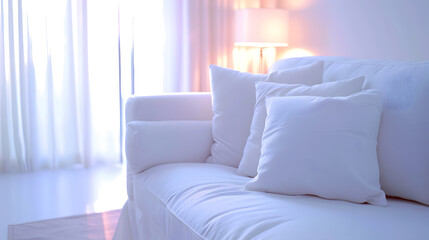 Fototapeta premium beautiful living room with white sofa : Generative AI