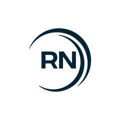 RN logo. R N design. White RN letter. RN, R N letter logo design. Initial letter RN linked circle uppercase monogram logo.