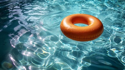Bright orange float bobbing in a pool of water.