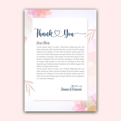 beautiful flower and leaves watercolor wedding invitation card with boho color